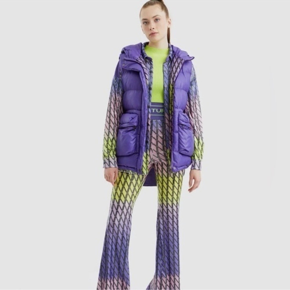NWT Nocturne Hooded Oversized Puffer Lavender Vest 38 Medium